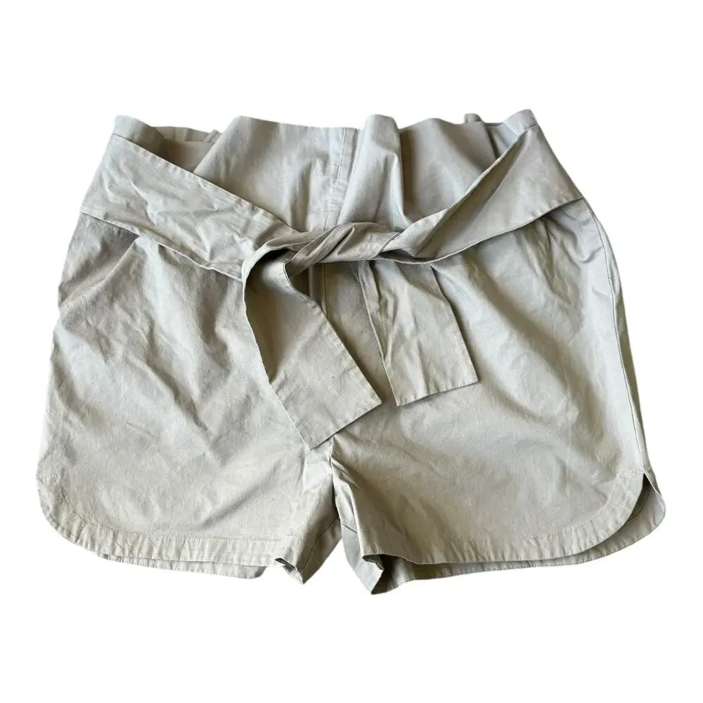 NWT Kate Spade Saturday Paper Bag Belted Shorts high rise mushroom size Medium